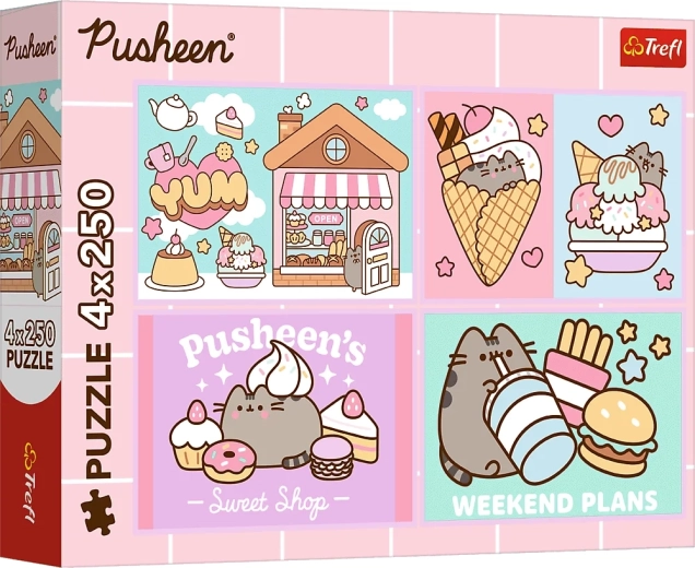 Puzle Pusheen – iepazīstieties ar PUSHEEN 4×250 gabaliņi