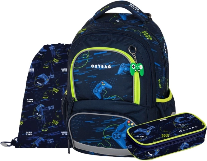 Skolas komplekts OXY NEXT Gamer – mugursoma, penālis un maisiņš maiņas apaviem
