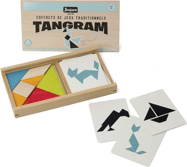 Jeujura tangrams ar paraugiem koka kastītē