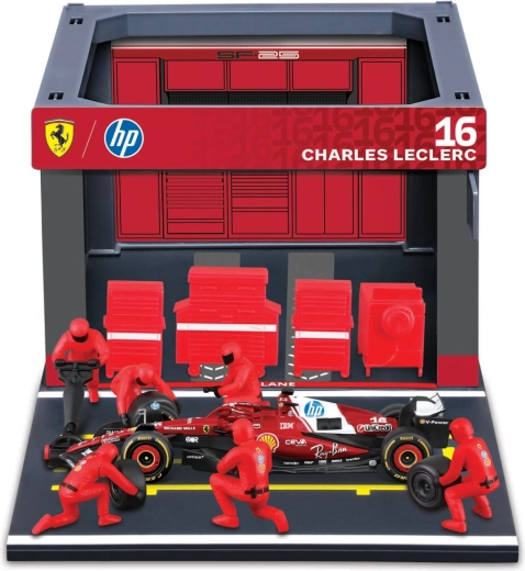 Bburago Formula Racing F1 Pit Pass komplekts Ferrari SF-25 (2025) Charles Leclerc 1:43