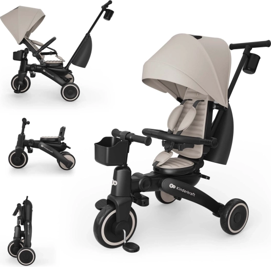Kinderkraft jazz 3 salokāms trīsritenis beige
