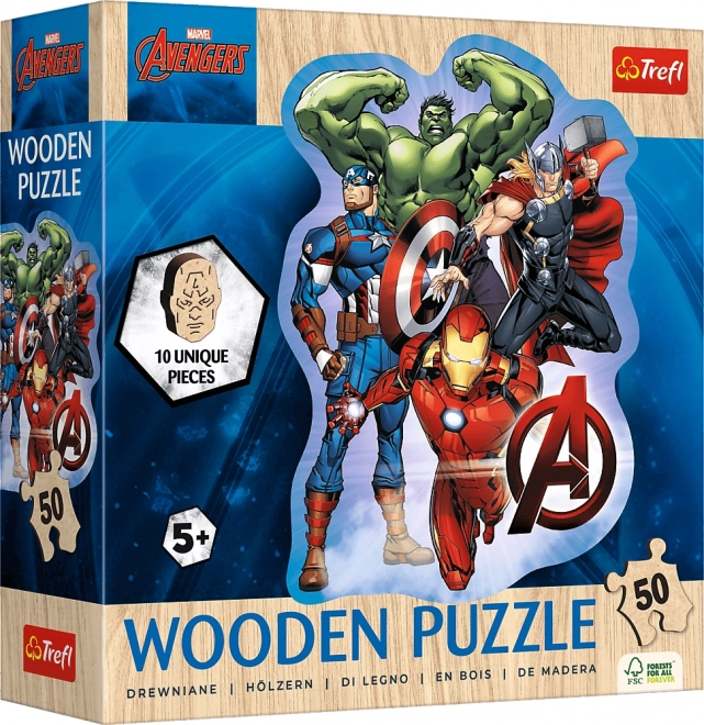 Koka kontūru puzle AVENGERS – 50 detaļas