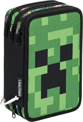 Three-compartment pencil case with supplies Minecraft Creeper