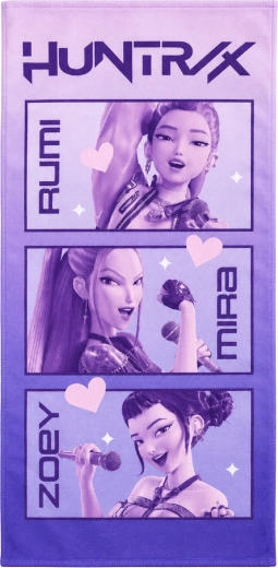 Bērnu ātri žūstošs dvielis K-Pop Demon Hunters Huntrix 70 × 140 cm, violets