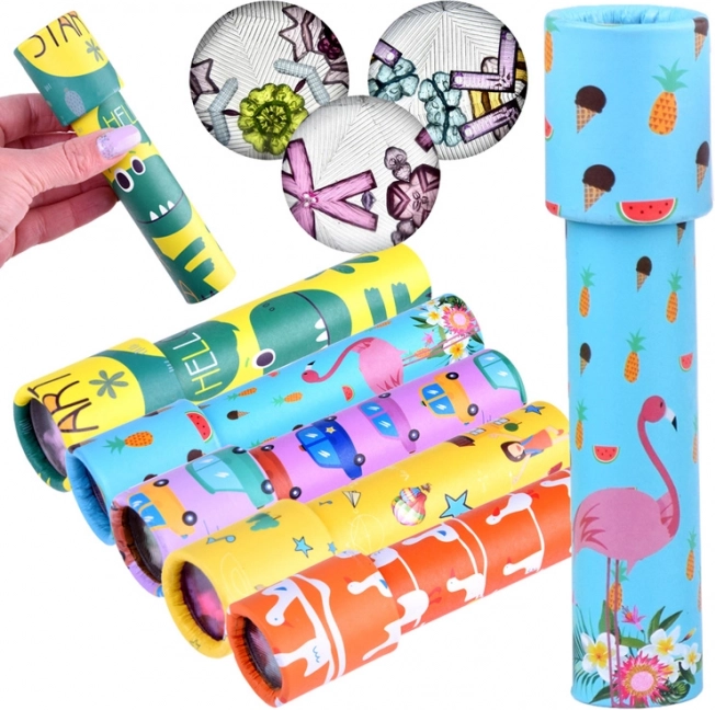 Krāsains rotējošs kaleidoskops bērniem 15 cm – 1 gab.