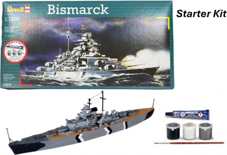 Revell Starter Kit Bismarck 1:1200 – starter set of a battleship model