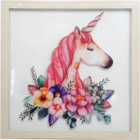 Attēls ar vienradzi rāmī 30 × 30 cm