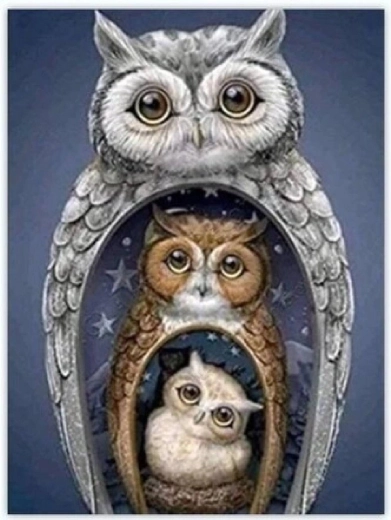 Diamond Painting Owl Matryoshka 30 × 40 cm
