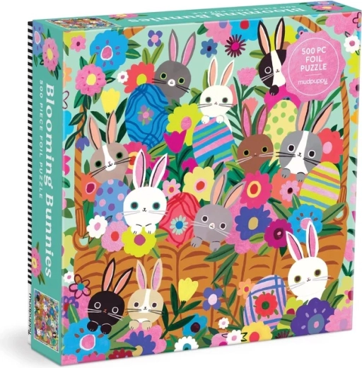Mudpuppy Foil Puzzle Bunnies in Bloom 500 Pieces