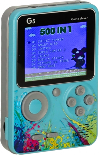 Pārnēsājama retro mini spēļu konsole – 500 spēles, zila