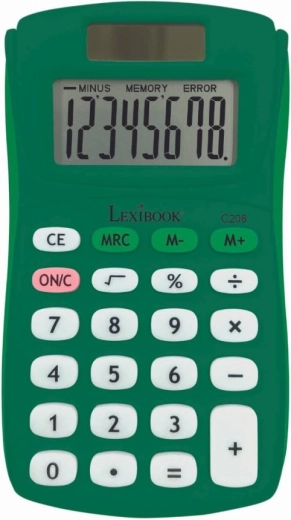 Lexibook pocket calculator, 8-digit, rubberized surface – green