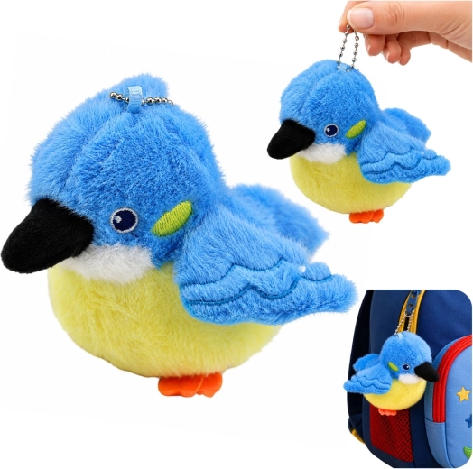 Plush bird keychain blue 9 cm - 1 piece
