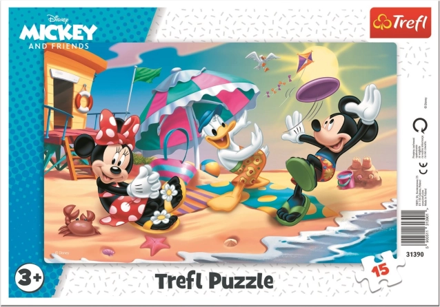 Trefl puzle Mickey un Minnie – izklaide pludmalē, 15 gabaliņi