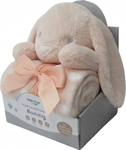 Freeon free2play plīša zaķītis ar segu bunny peach - 1 gab.