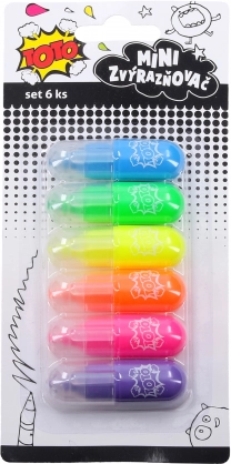 Mini teksta marķieri – 6 krāsu komplekts