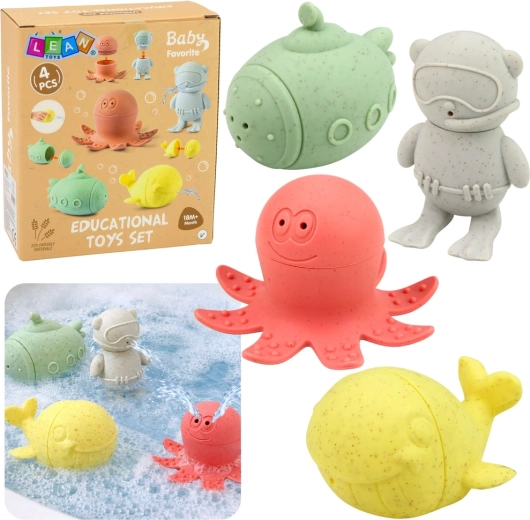 Sensory rubber bath toys, pastel figurines, 4 pcs