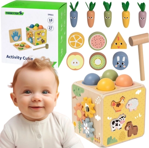 Tooky Toy wooden educational activity cube 5 in 1