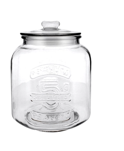 Glass jar 3.4 l with glass lid and inscription