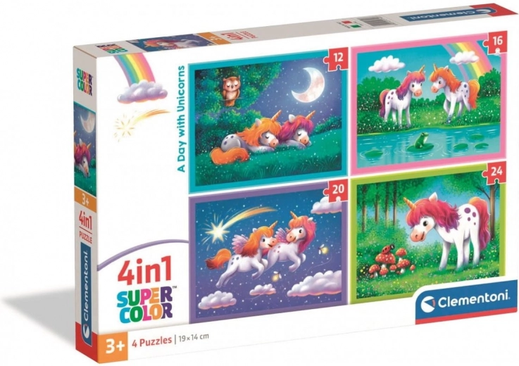 Clementoni vienradžu puzles 4 vienā (12–24 detaļas)