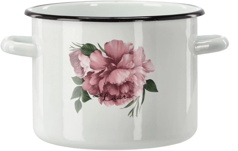 Emalēts katls 4,5 l, 20 cm, balts, Peonija Laura
