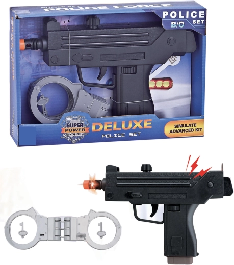 Sparkys Police Submachine Gun and Handcuffs for Kids