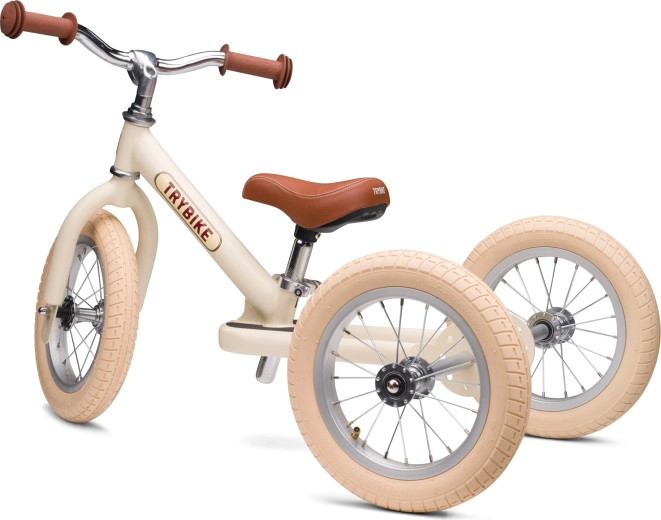Trybike bērnu skrejritenis 2v1 – trīsritenis un skrejritenis, krēmkrāsā matēts