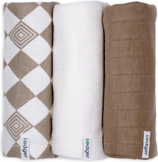Lodger swaddler Solid Matcha, komplekts 3 gab. 70 × 70 cm Buffalo