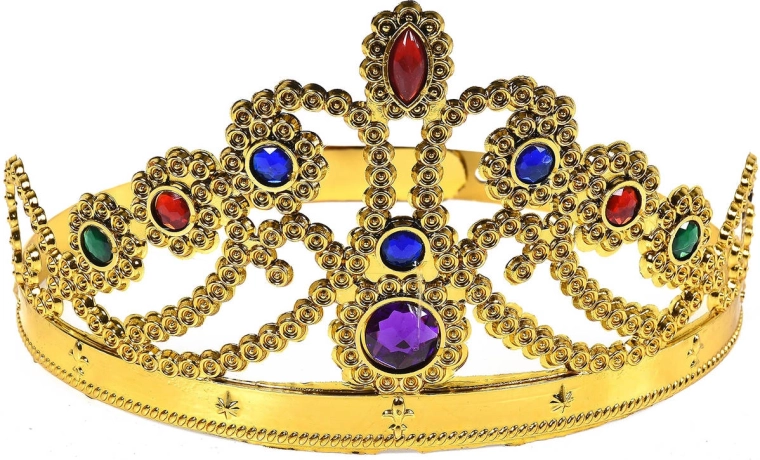 Karnevāla kronis princesei zelta krāsā ar dārgakmeņiem - 1 gab.