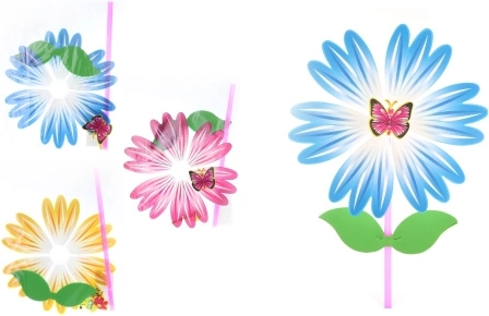 Flower pinwheel on a plastic stick