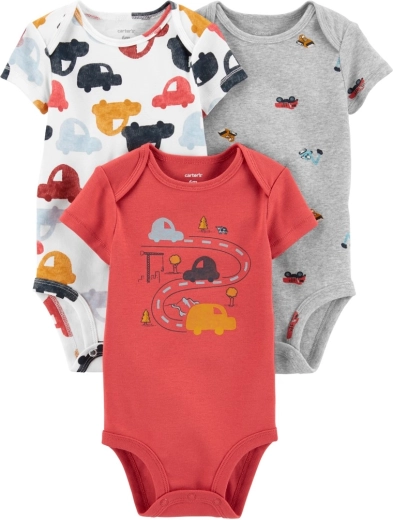 CARTER'S zīdaiņu bodiji ar īsām piedurknēm Cars zēniem 3 gab. – NB/izm. 56