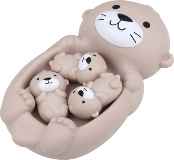 Floating otter family for sensory fun