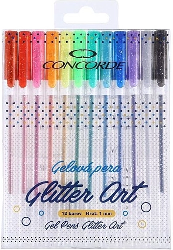 Gēla mirdzošās pildspalvas CONCORDE Glitter Art, komplekts 12 gab.