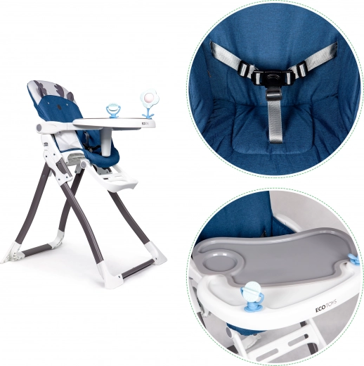 Regulējama paplāte ar divām daļām un rotaļlietām