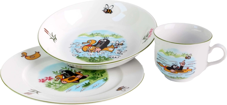 Children's porcelain dining set THUN Little Mole 3 pcs – mix of motifs