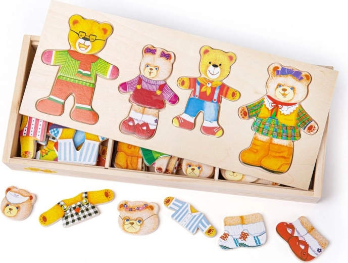 Bigjigs Toys koka saģērbšanas puzle Lāču ģimenīte