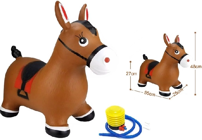 Kids inflatable bouncing horse with pump – brown