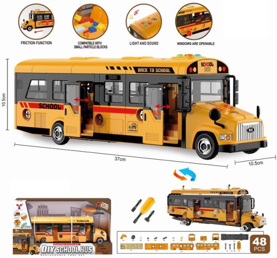 Build-it-yourself car – school bus (48 pieces)