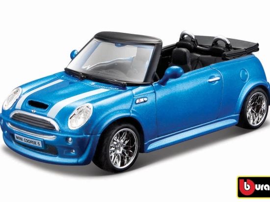 Bburago Mini Cooper S Cabriolet 1:32 zilā metāliskā krāsā