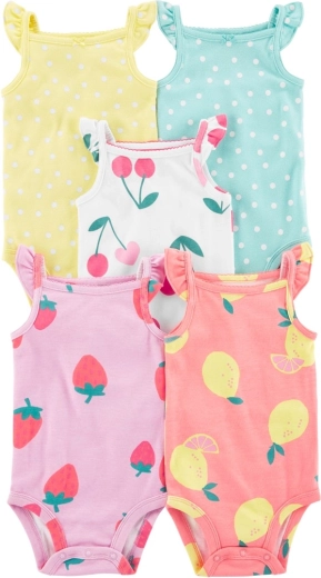 CARTER'S bodiji uz lencītēm Dots Fruit meitenei, 5 gab. – NB/izm. 56