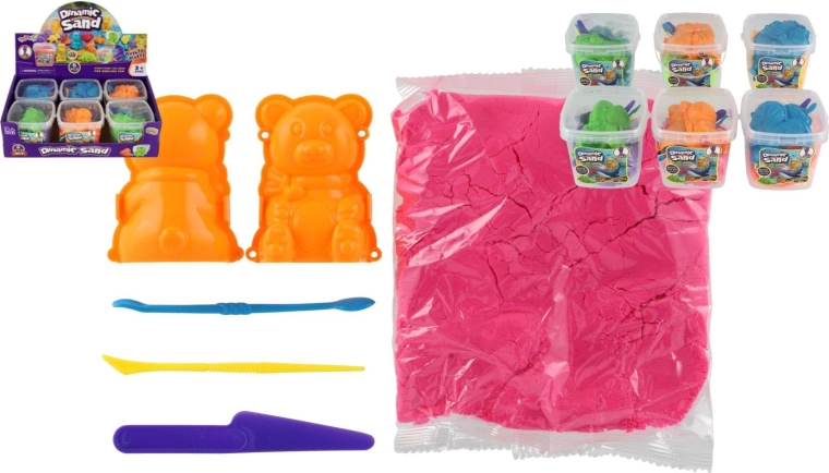 Maģiskās kinētiskās smiltis ar piederumiem plastmasas kastītē (6 gab. kastē)