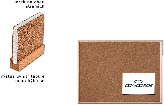 Double-sided cork board 30 × 40 cm in wooden frame