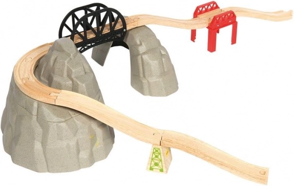 Wooden Train Set with Mountain Track