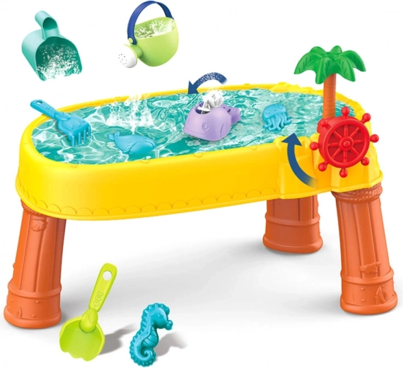 Woopie ūdens un smilšu galds 2 vienā ar pirātu motīvu un 8 piederumiem