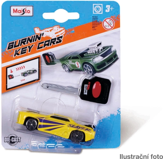Maisto Burnin' Key Cars metāla automašīnīte ar izšaušanas atslēgu 8 cm (1:64) - 1 gabals