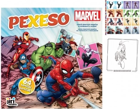 Pexeso burtnīcā MARVEL – 64 kartītes, 21,5 × 21,5 cm