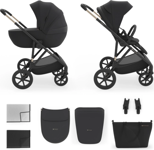 KINDERKRAFT kombinētie bērnu rati 2v1 Prime 3 – Venezian Black