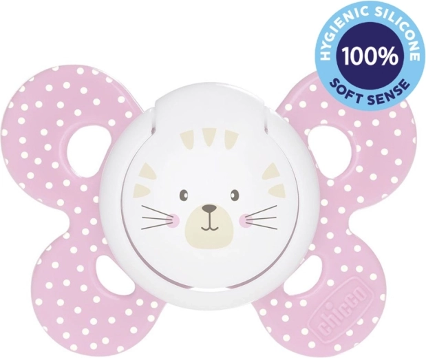 CHICCO knupītis Physio Comfort silikona 6–16 mēnešiem – kaķis, 1 gab.
