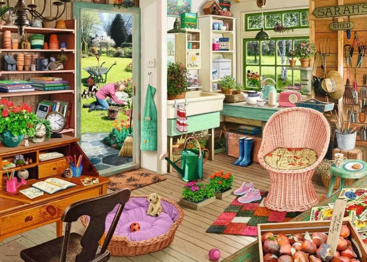 Ravensburger puzle Mana patvērums 6: Dārznieka šķūnītis (1000 gab.)