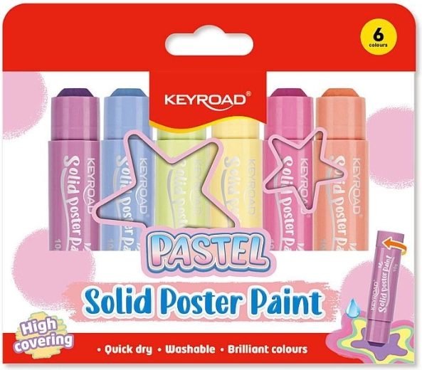 KEYROAD pastel solid tempera paints - 6 pcs