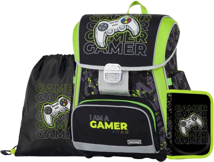 Skolas komplekts Premium Gamer – skolas soma, maisiņš un penālis
